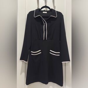 Sandro Black Dress with White Accents